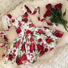 Летнее платье для девочек детское платье для отпуска детское винтажное платье vestidos с цветочным принтом и кружевной шнуровкой для детей от 1 до 6 лет