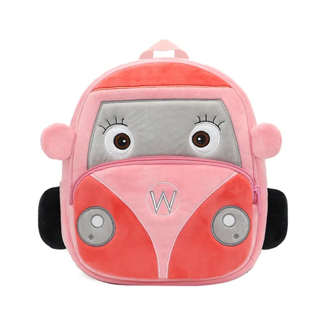Cartoon Car Plush Backpacks 3D Bus Police Truck Mini Kids School bag For kindergarten Girls Boys 3-6Y