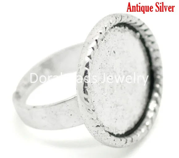 Antique Silver Adjustable Ring Settings 18.3mm US 8 (Fit 18mm), sold