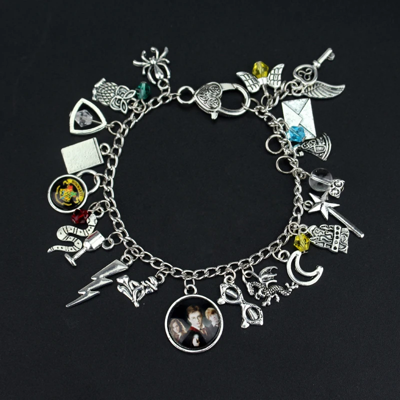 Movie H P Themed Charm Bracelet Golden Snitch Silver Tone Multilayer