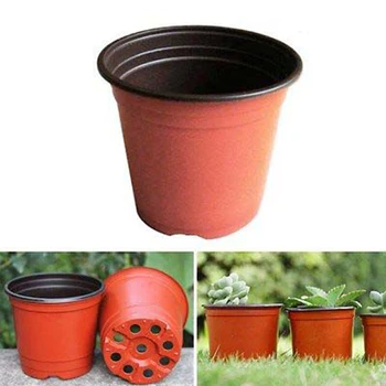 

100 Pcs Garden Plant Grow Seeding Pot Dual Color Plastic Flower Nursery Pots Brown Black