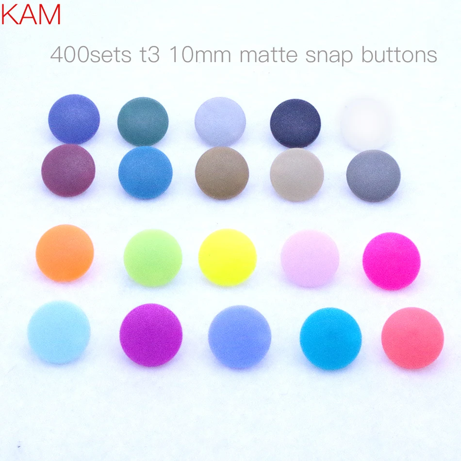 

20 Colors 400 sets Mixed Matte KAM Brand 16 10mm T3 Matting Plastic Snap Button KAM Frosted Fastener Buttons