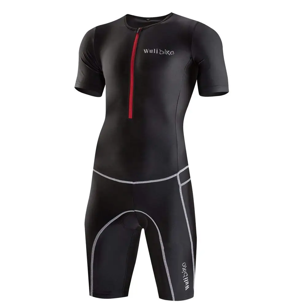 Men's Triathlon Short Sleeve Tri Suit Breathable Cycling Skinsuit With