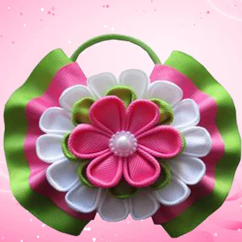 

10 BLESSING Happy Girl Hair Accessories 5" Ball Butterfly Hair Bow Elastic