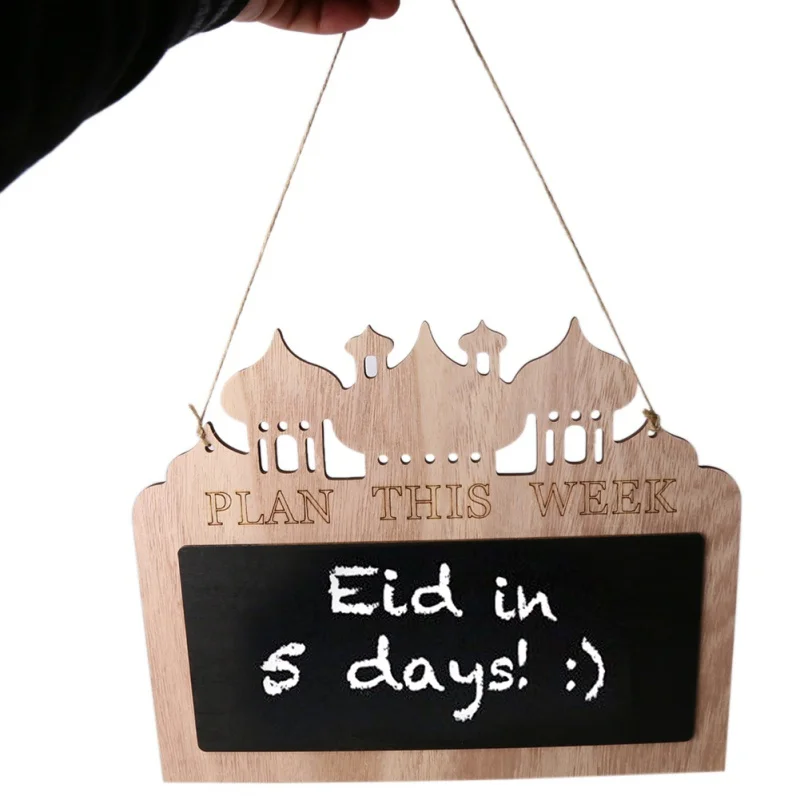 

Eid Al-Fitr Wooden Village Memo Family Ornament Hanging Plaques Home Decoration Festive Supplies