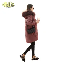 Зимний женский пуховик средней длины большого размера с капюшоном Модный высококачественный удобный женский пуховик LH112