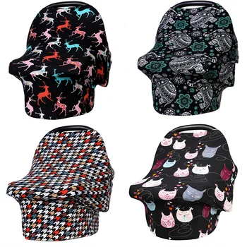 

High Quality Stretchy Baby Car Seat Cover Canopy Nursing And Breastfeeding CoverInfinity Scarf Stroller Shopping Cart Multifunct
