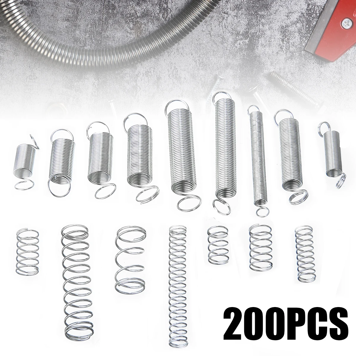 

200PCS/BOX 20 Size Hardware Extension Tension Galvanized Springs Pressure Compression Spring Assortment Kit With Storage Box