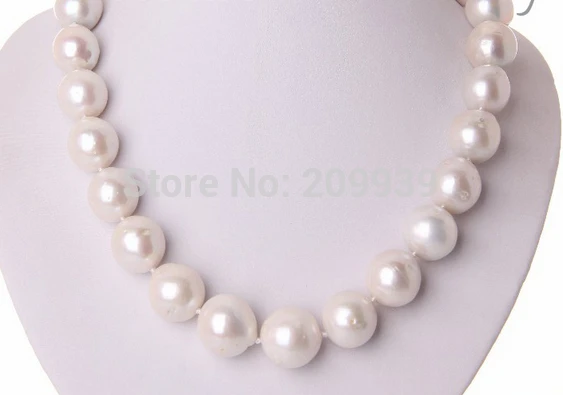 

FREE SHIPPING>>>@@ AS4060 AAA big 18mm baroque round white keshi reborn freshwater pearl necklace