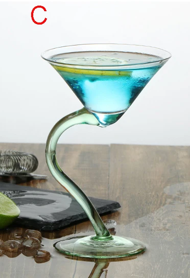 Цвет для стакана для коктейля чашки креативные загнутые пуговицы очки с пружинками высокого цвета витражные стеклянные коктейли чашки для шампанского - Цвет: C
