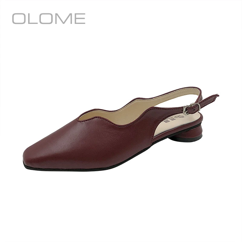 

OLOME summer new super fire Personality wild Gentle square head shallow mouth back air low with baotou sandals female