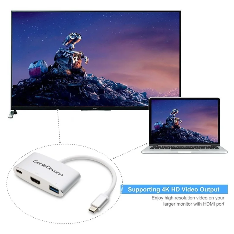  New USB3.1 USB C Type-C to USB3.0 HDMI+Type C VGA DVI DisplayPort DP Cable Thunderbolt 3 Compatible