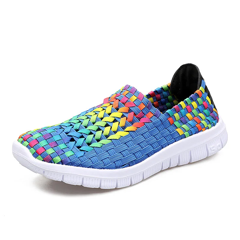 Summer Casual Shoes For Woman Handmade Woven Breathable Loafers Slip On Flats