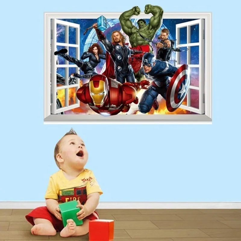 Bedroom Decor Batman Themed Hotel Avengers Room Ideas Inspiring 145x75cm 58x30in Avengers Children S Bedroom Self Adhesive Stickers Decorative Background Wall Home Decor