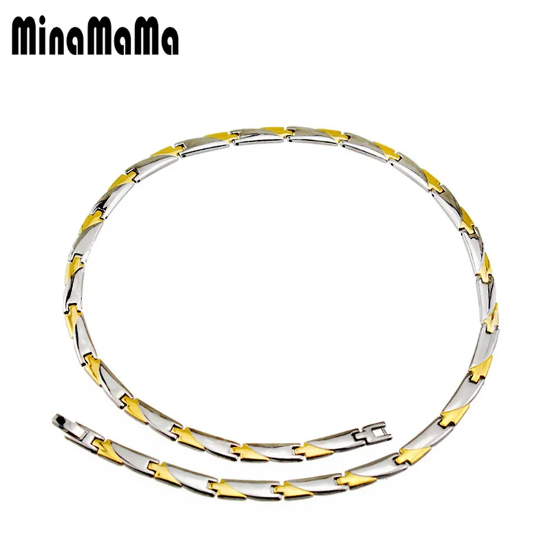 New Cool Fashion Gold Silver Color Health care 316L Stainless Steel Germanium Magnetic Necklace Trendy Unisex energy jewelry