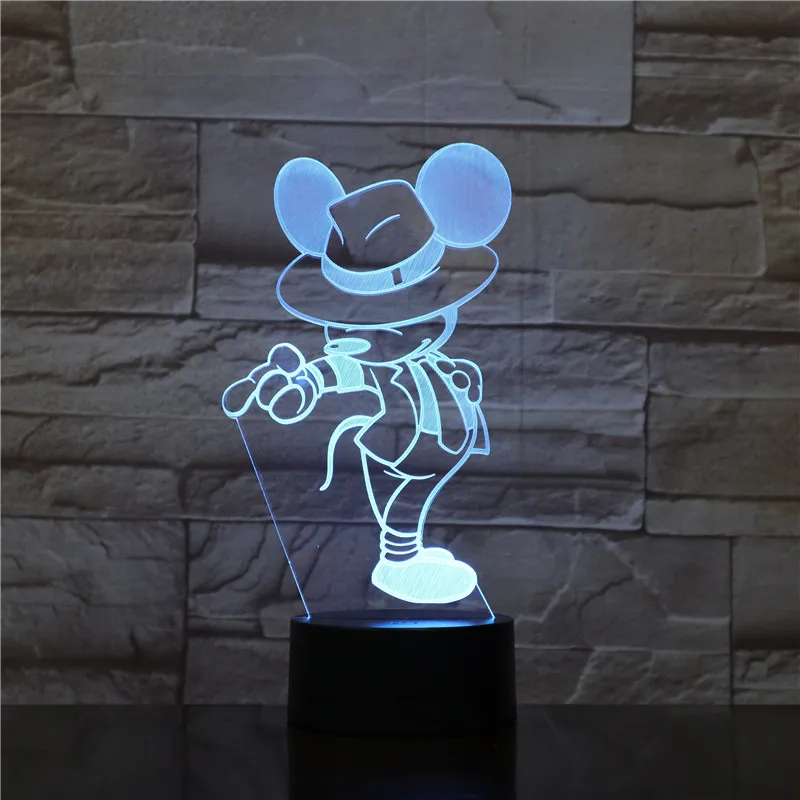 

USB 3D LED Night Light Mickey Mouse Figure Children Kids Gift Baby Nightlight Dance action Michael Jackson Table Lamp Bedroom