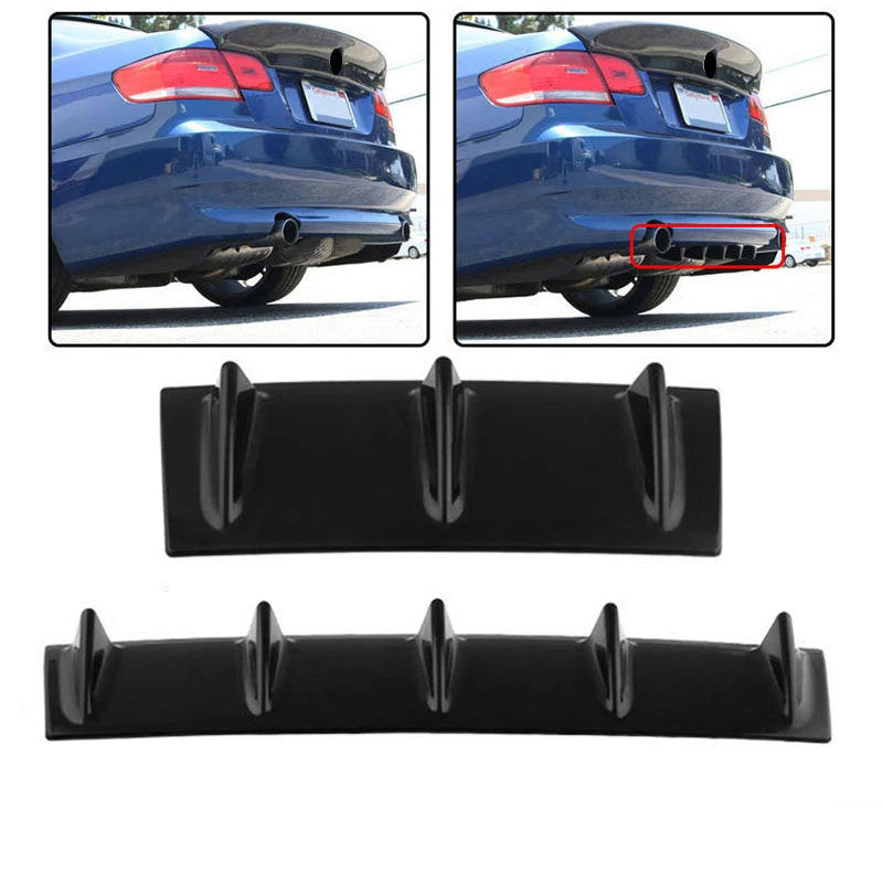 SRXTZM-ABS-Black-Rear-Bumper-Lip-Chassis-Diffuser-Spoiler-Lid-Add-On-Extension-Body-Kit-Shark