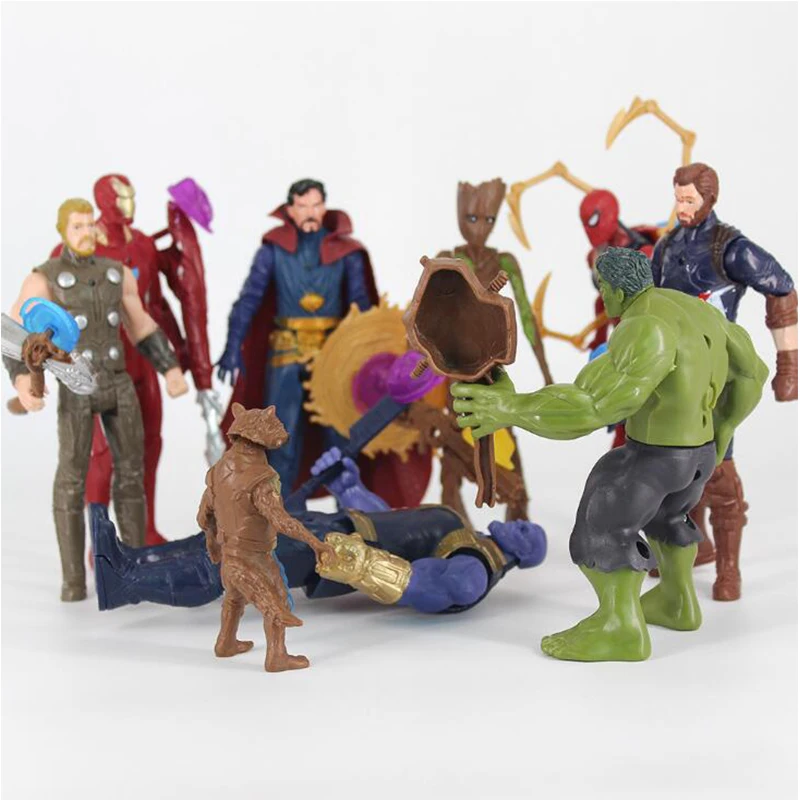 

Endgame The Avengers Infinity War 4 HulkThanos Iron man Spider man Captain Marvel Doctor Strange Rocket raccoon Thor Figures