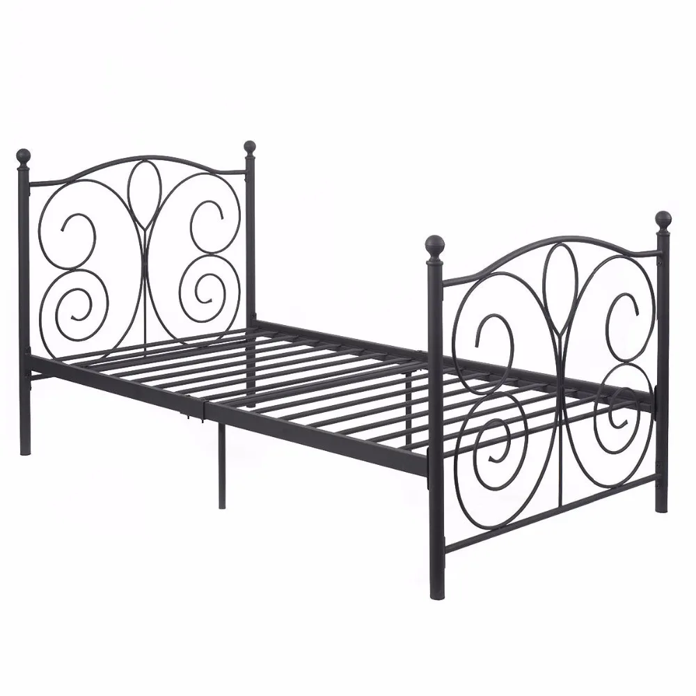 Goplus Black Steel Twin Size Metal Bed Frame Platform Foundation Portable Folding Kids Guest Bed Frame Home Furniture HW52380 Goplus Black Steel Twin Size Metal Bed Frame Platform Foundation Portable Folding Kids Guest Bed Frame Home Furniture HW52380