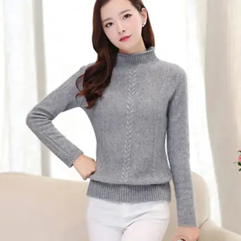 

Litvriyh lady cashmere knitted sweater women sweaters and pullovers long sleeve high neck gray women pullover female knitted top