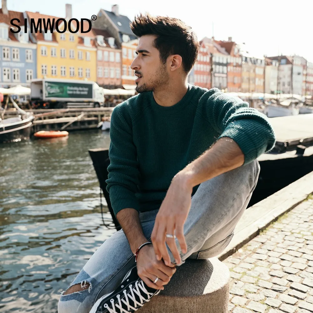 Мужской шерстяной свитер SIMWOOD вязаный кашемировый высокого качества на осень и - Фото №1