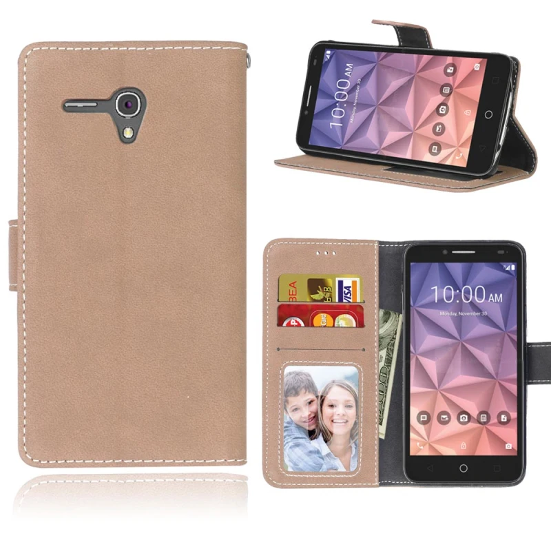 

Luxury Retro Frosted Leather Wallet Phone Case for Alcatel One Touch POP 3 (5.5 inch) 5025D 5025 Flip Stand Card Slots Cover
