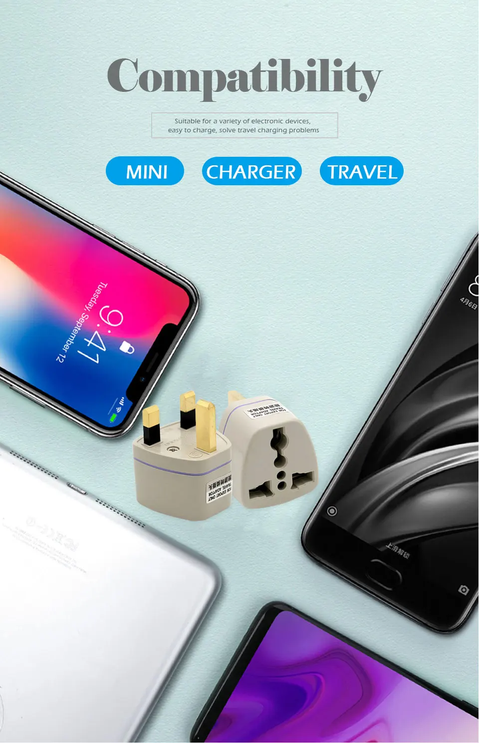 1PC UK Plug Connector Universal US EU AU Converter to UK AC Travel Wall Power plug Charger Adapter in Ireland Singapore Malaysia (11)