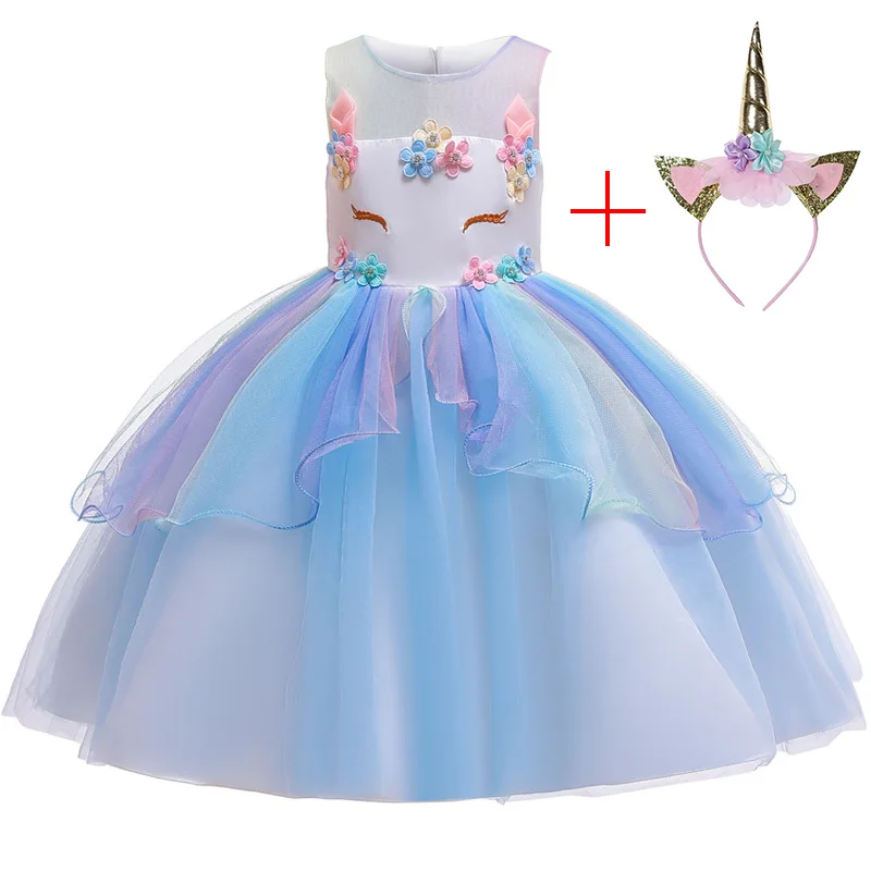 New 2019 Children Girls Unicorn Tutu Dress Rainbow Princess Kids Birthday Party Christmas Carnival Dress Girls Wedding Costume
