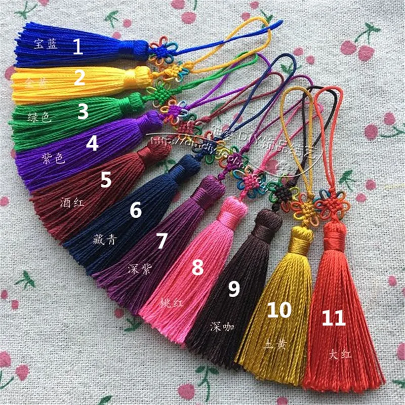 

10pcs DIY jewelry accessories mobile phone ornaments Mini version of jade line color knot tassel pendant Chinese knot tassels