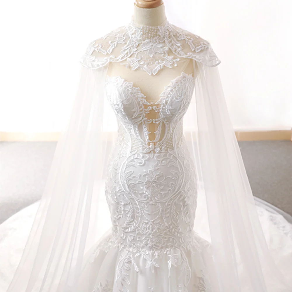 Тонкие элегантные кружевные свадебные платья Mermiad с изображением шали Vestido De Noiva Sereia открытые свадебные платья
