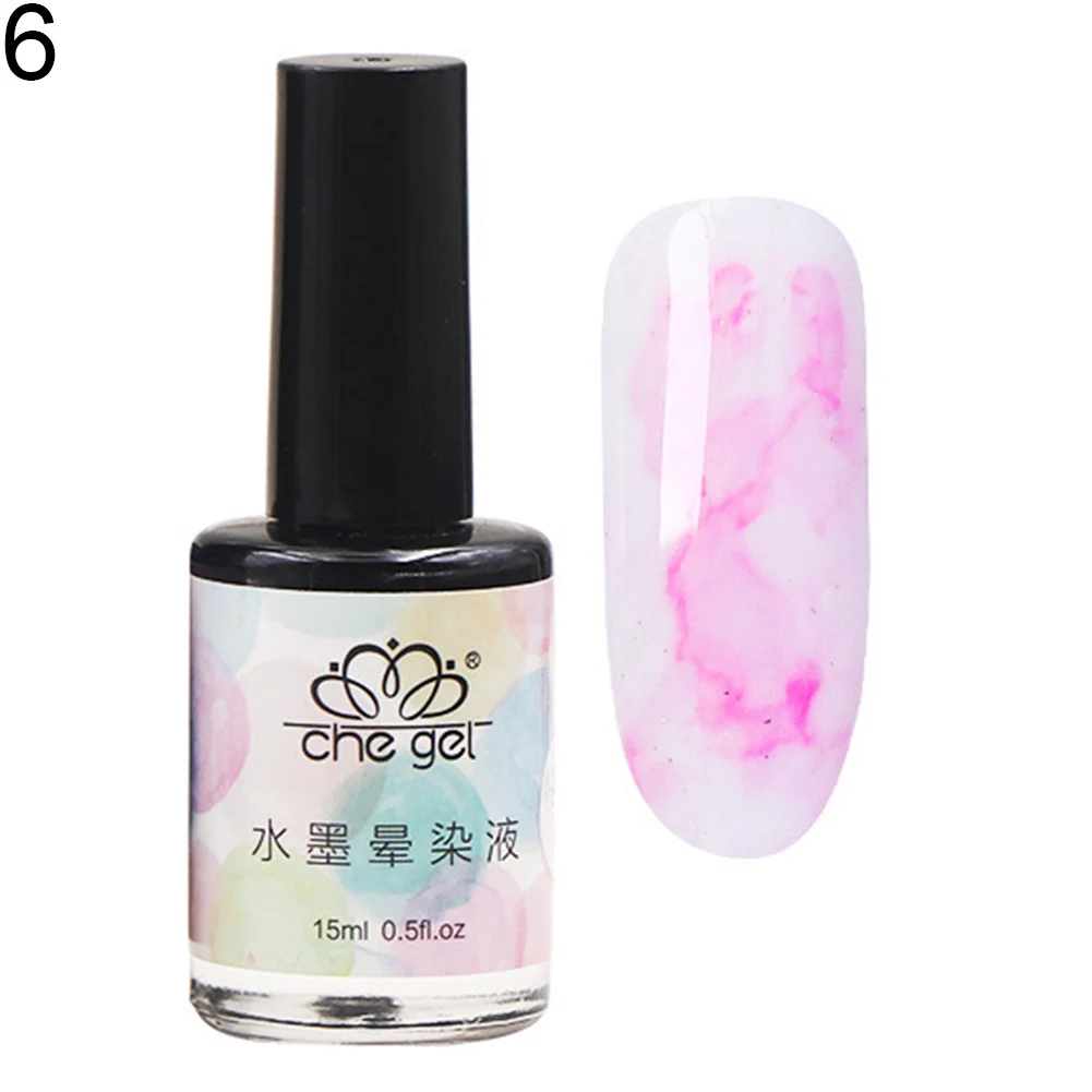 New 15ml Watercolor Ink Nail Polish Blooming Gel Smoke Effect Marble Smudge Liquid - Цвет: 6