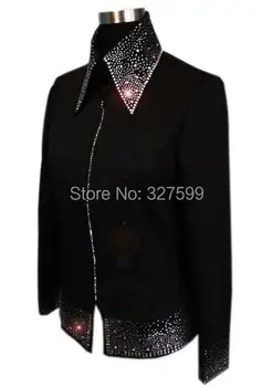 

Western Women's Horse Show Sparkling diamond Jacket Equestrian SHOWMANSHIP Shirt black Horsemanship Pleasure Rail