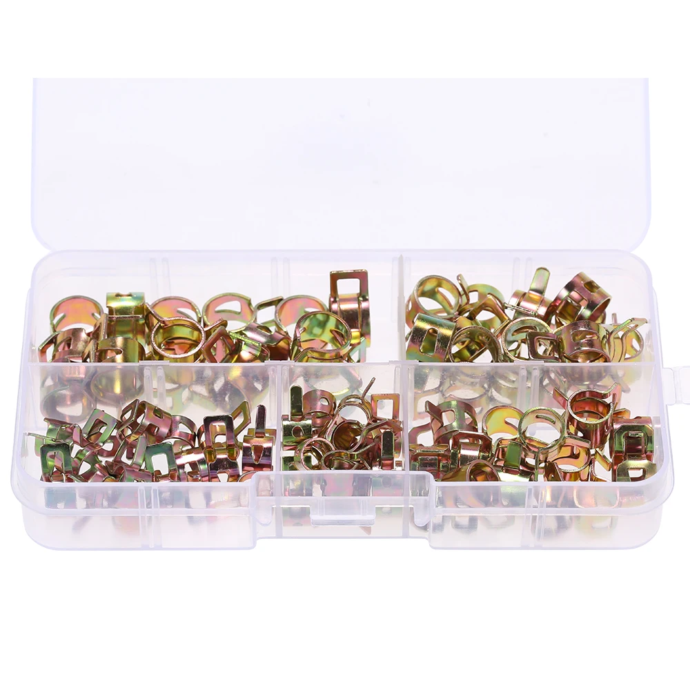 

75 Pcs Assortment Set 6/7/8/9/10mm Autos Spring Clip Hose Clamps Fuel Oil Water Hose Pipe Tube Clamp Fastener