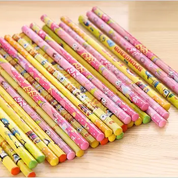 

24 pcs sponge baby cute cartoon pattern HB pencil for kid material child school pens school supplies Cartoon animated pencil