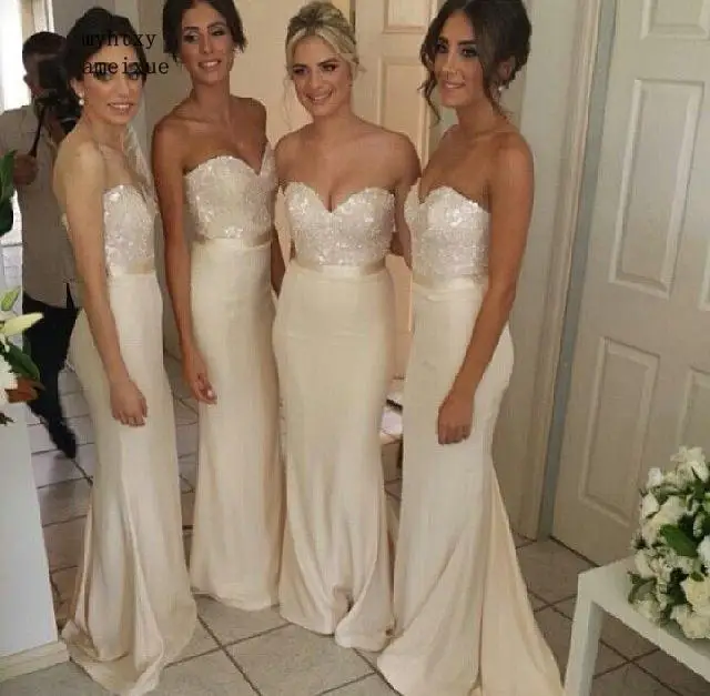 

Elegant 2019 Cheap Bridesmaid Dresses Under 50 Mermaid Sweetheart Backless Long Wedding Party For Women Wedding Guest Dress