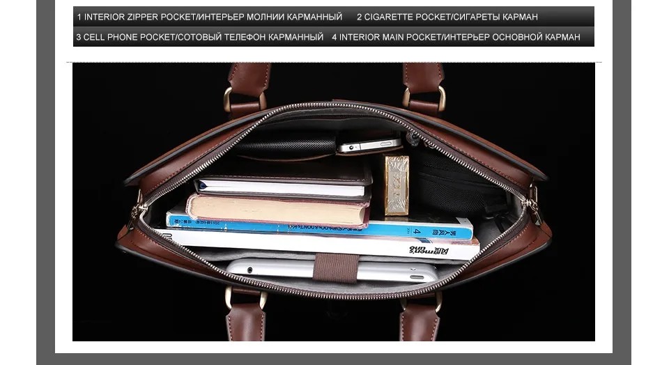 Новинка, мужская кожаная сумка, мужская сумка для отдыха, деловая сумка-мессенджер, портативный портфель, кошелек для ноутбука, 14 дюймов, брендовая сумка