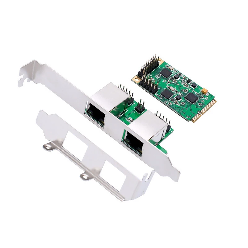 

Mini PCIE 2 Port Gigabit Network Card Mini PCI-e Ethernet Lan Card 1000M adapter with RJ45 Port Long Low Profile Bracket