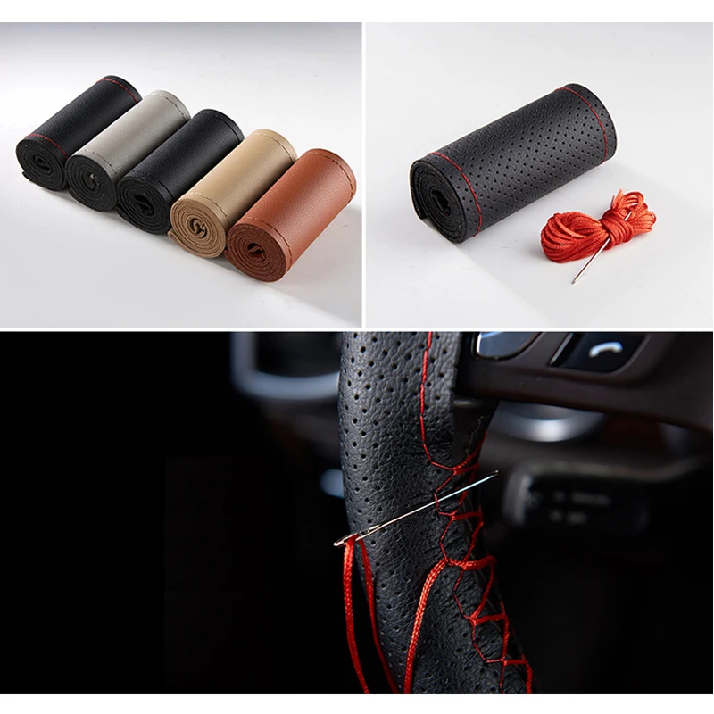  Non-slip breathaCar Steering Wheel Cover soft Leather Braid on the Steering Wheel Cover of Car  Interior Accessories 