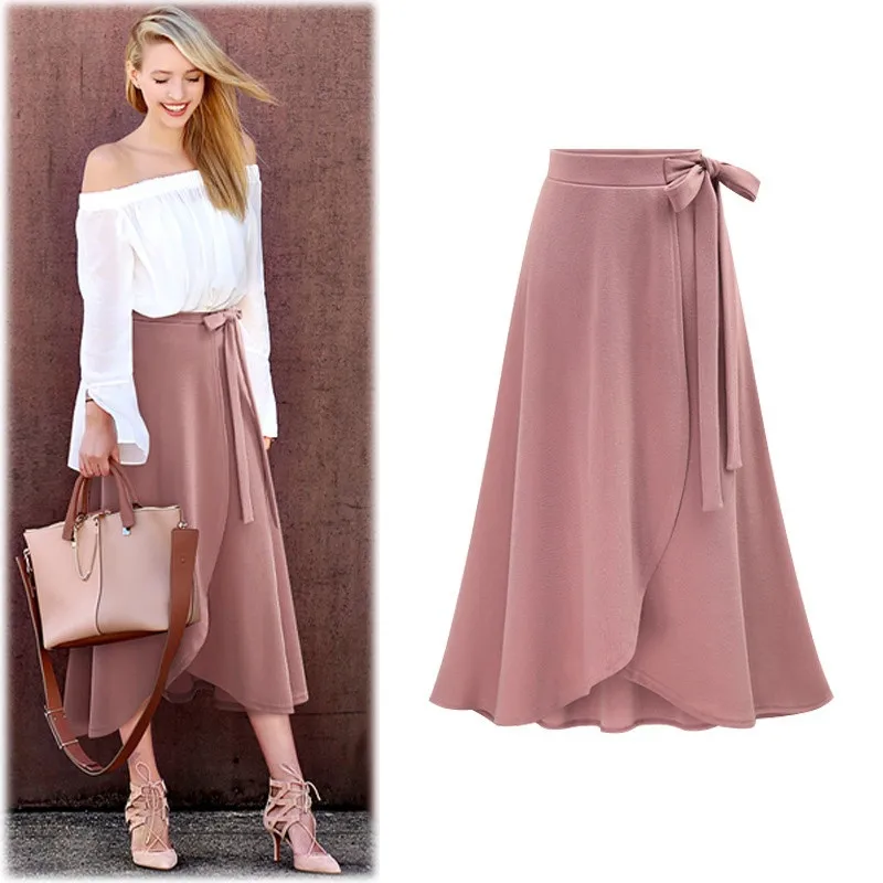 

faldas mujer moda 2019 Summer Fashion High Waist Skirt Female Irregular Split Bandage Skirt Long Skirt jupe femme pleated skirt