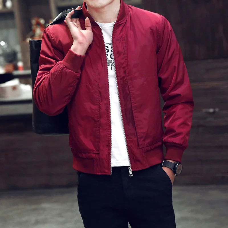 

Slim Fit Men Casual Jacket Spring Autumn Men Light Weight Jacket Zip Men Bomber Jacket hip hop