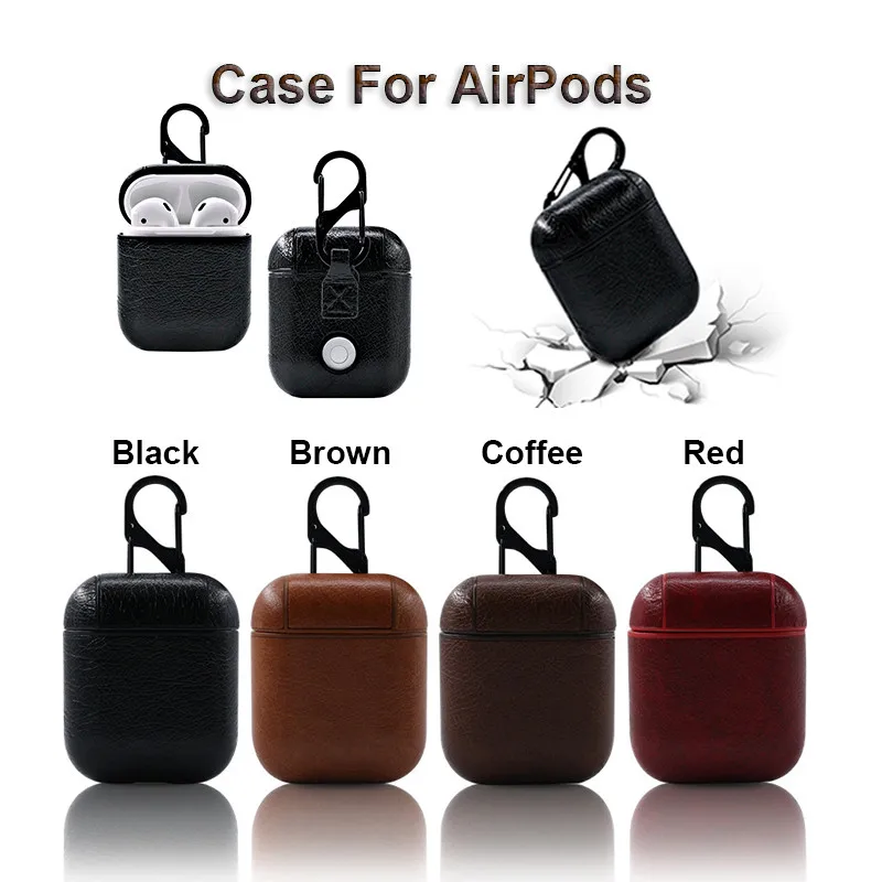 

4 Color High Quality Case for Airpods Business Stype Pu Leather Pure Color Case For Air Pods Case