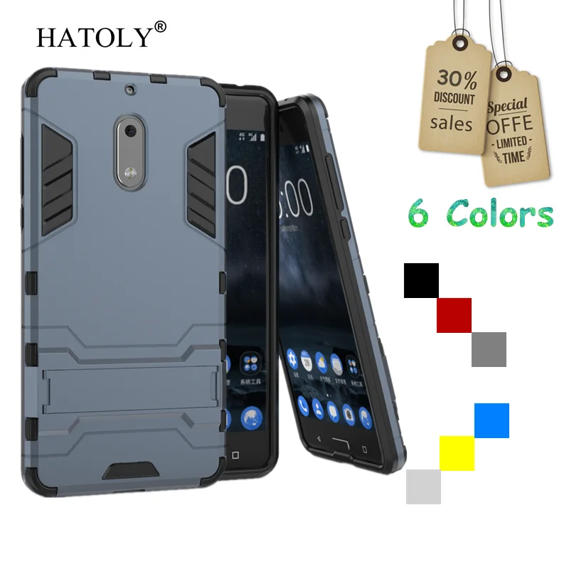 

HATOLY For Cover Nokia 6 Case Silicone Robot Armor Shockproof Rugged Rubber Slim Hard Phone Case for Nokia 6 Cover for Nokia 6
