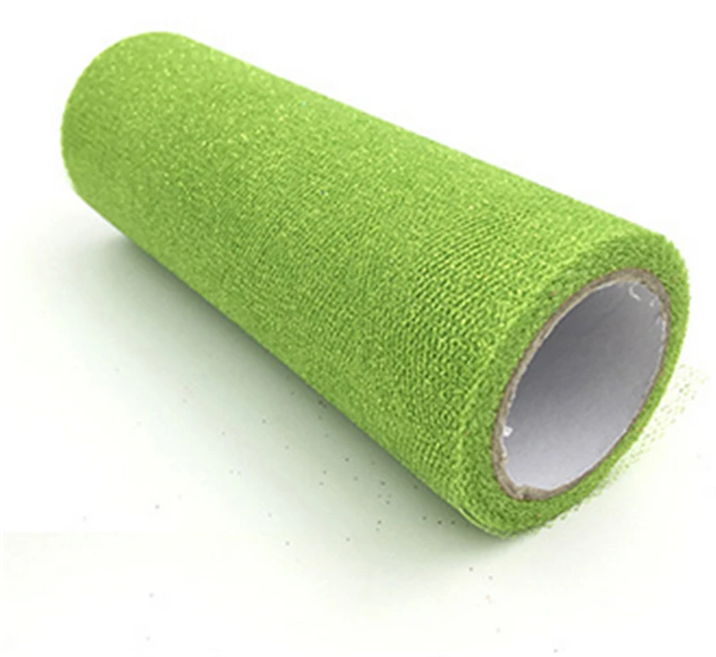 Fruit green 10 ярдов 15 см Блестящий рулон тюля с блестками свадебное украшение детский душ органза Золото Серебро Блестящий тюль вечерние принадлежности - Цвет: Fruit green