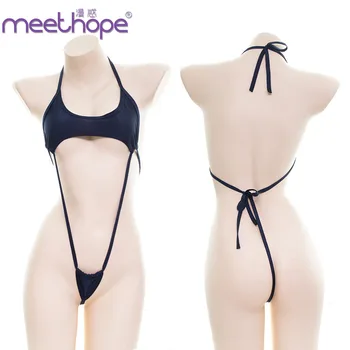 

Female Kawaii Lingerie Erotic Uniform Sexy Bikini Teddy Three Point Dew Crotch Hanging Neck Sexy Christmas Lingerie Women