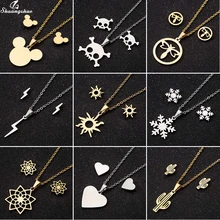 Shuangshuo модное колье с Микки серьги в виде мышей Ювелирные наборы для женщин и детей из нержавеющей стали Череп ожерелье s цветок серьги набор