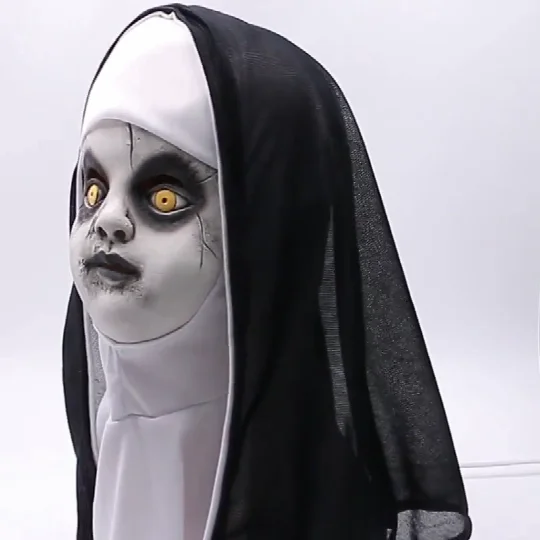 Nun ужасная Маска Косплей валак страшные латексные маски с шарфом Полный Шлем Хэллоуин вечерние реквизит латексная маска для детей