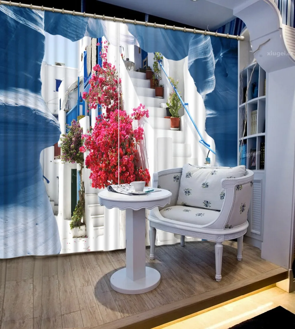 

Creative building 3D Curtain European style Customized Stereoscopic Custom Size 3D Curtain Blackout Living Room Bedroom