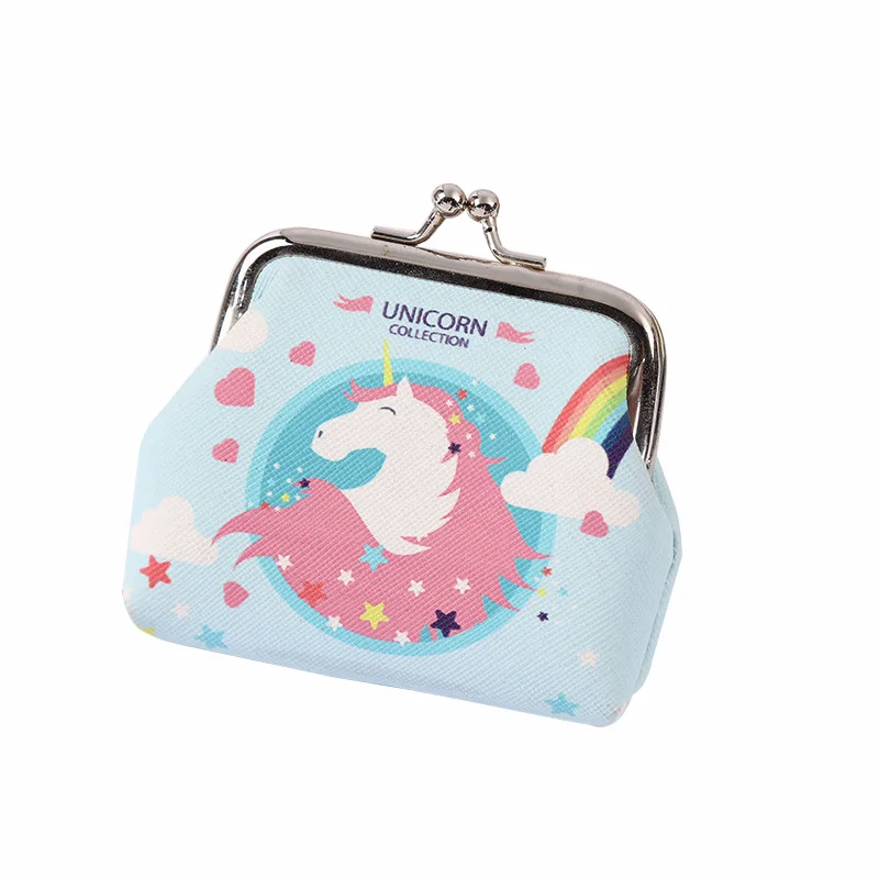 Women Coin Purse Cartoon Unicorn Small Wallets Leather Hasp Money Bag Lady Cute Unicorn Purse Drop Shipping - Цвет: Blue