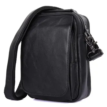 

Top Quality Men Cowhide Genuine Leather Messenger Shoulder Bag Business Vintage Crossbody Bag Casual Black Small Tote Bags 1012