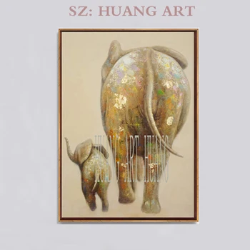 

Animal Elephant Mother and son Modern Abstract oil painting Colorful Canvas paintings wall Art for living room Home Decorati